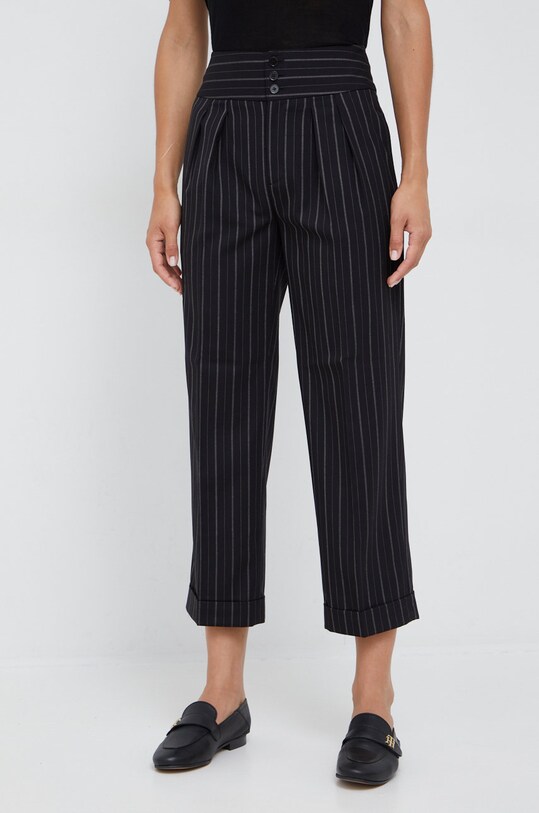 Lauren Ralph Lauren pantaloni de lana drept negru 200872111001