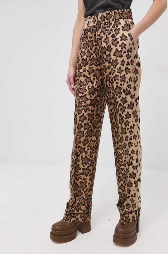 Hedvábné kalhoty Red Valentino high hnědá 1R0RBC246M3