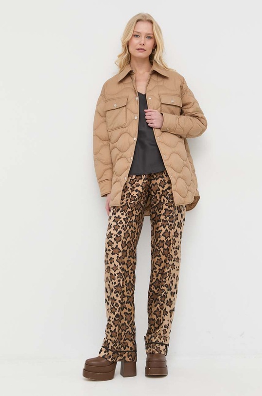 Hedvábné kalhoty Red Valentino 1R0RBC246M3 hnědá AW22