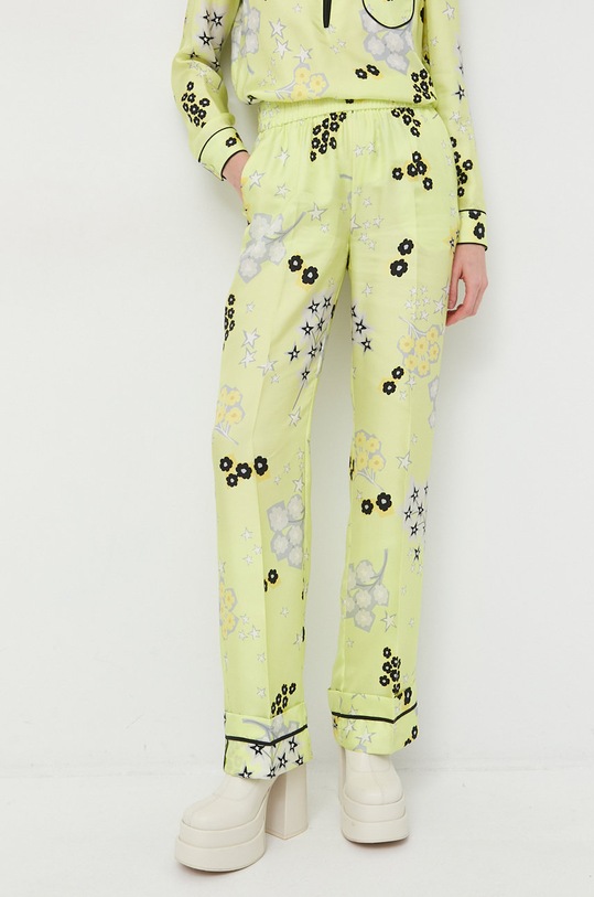 Red Valentino spodnie jedwabne tkanina zielony 1R0RBC246M8