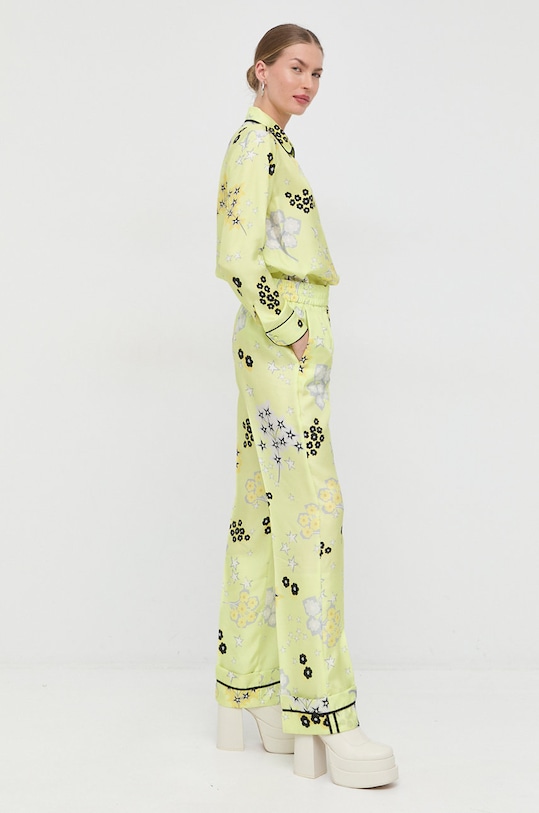 Red Valentino spodnie jedwabne 1R0RBC246M8 zielony AW22