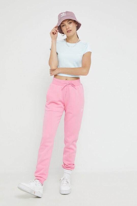 adidas Originals pantaloni de trening tricotaj roz HJ7848