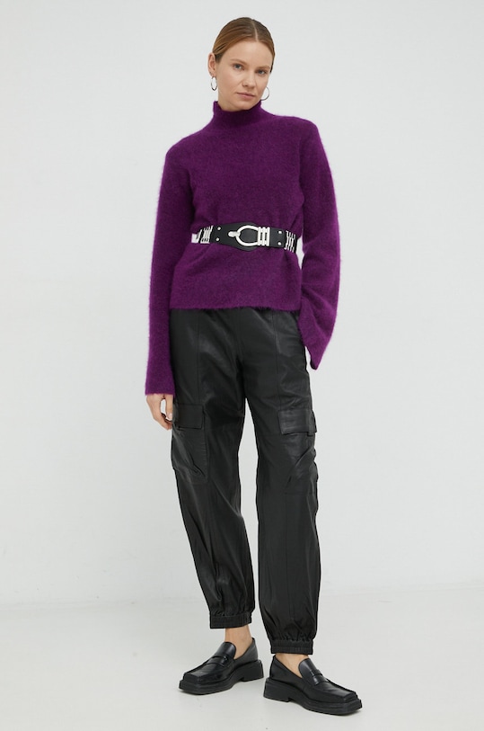 Gestuz pantaloni de piele Kallie 10906426 negru AW22