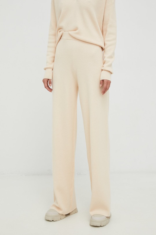 Kalhoty s příměsí vlny Calvin Klein high béžová K20K204625.9BYY