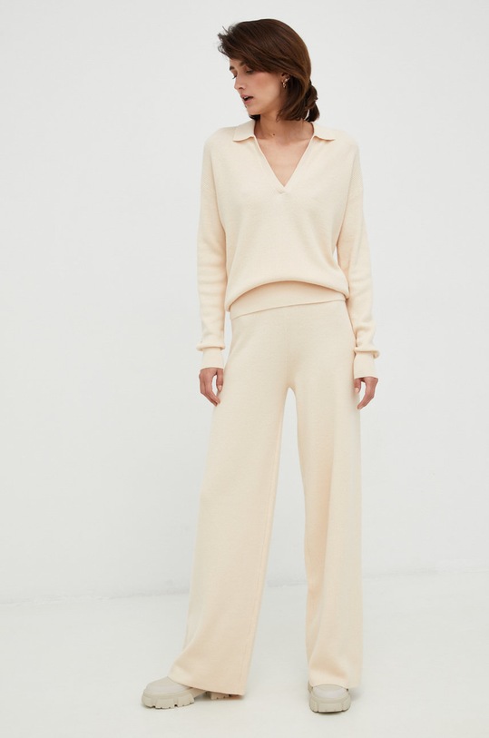 Kalhoty s příměsí vlny Calvin Klein K20K204625.9BYY béžová AW22