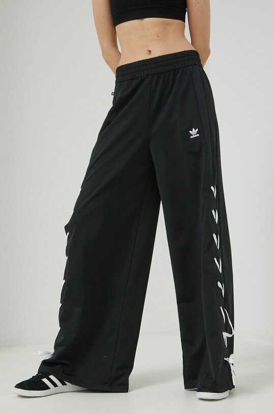 Παντελόνι φόρμας adidas Originals πλεκτό ύφασμα μαύρο HK5085