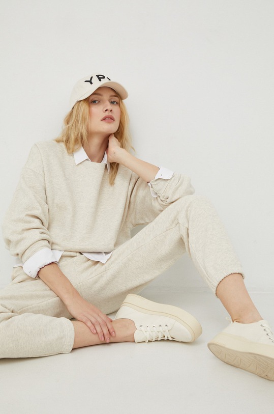 American Vintage pantaloni de trening din bumbac bej PIE05A
