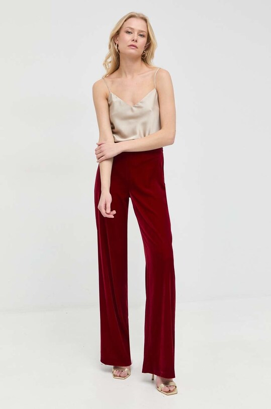 Luisa Spagnoli spodnie z domieszką jedwabiu Omologo 539594 bordowy AW22
