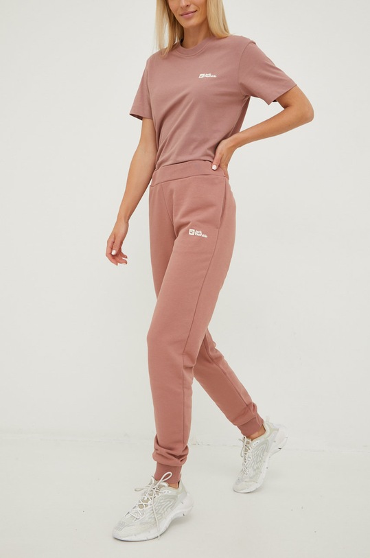 Jack Wolfskin pantaloni de trening din bumbac 1507092 roz AW22