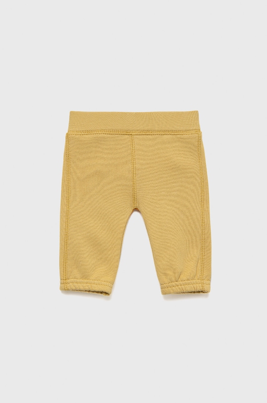 United Colors of Benetton spodnie dresowe bawełniane dziecięce aplikacja żółty 3J70AF009.W