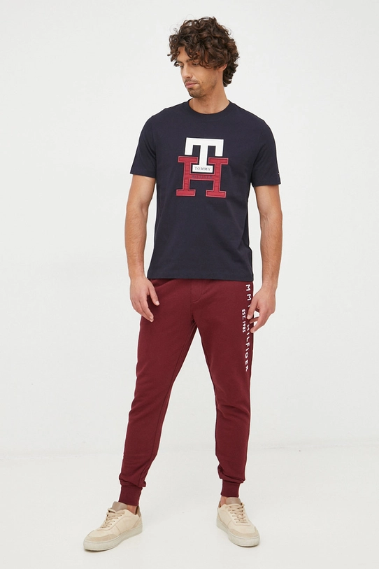 Bavlněné tepláky Tommy Hilfiger Planet friendly burgundské MW0MW08388.9BYY