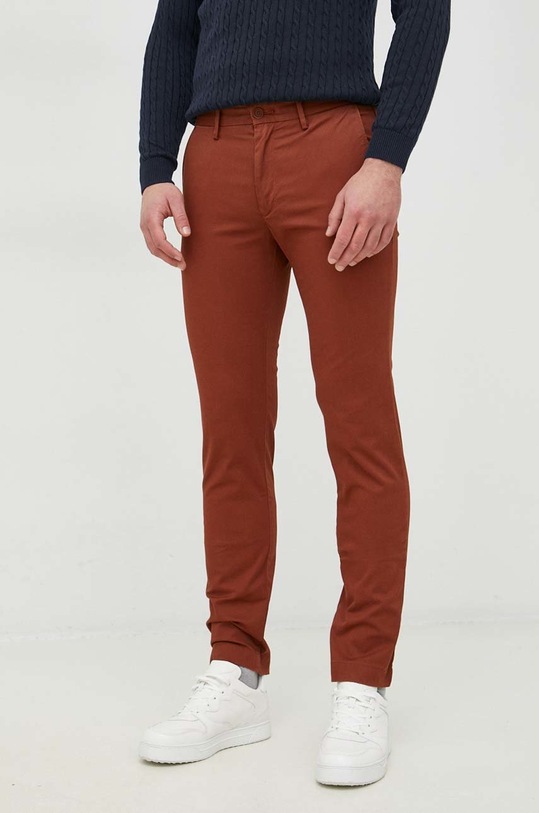 Hlače Tommy Hilfiger Z elastanom rjava MW0MW26619.9BYY