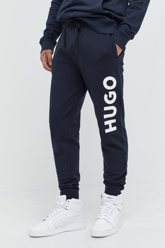 Bavlněné tepláky HUGO pletenina námořnická modř 50473211