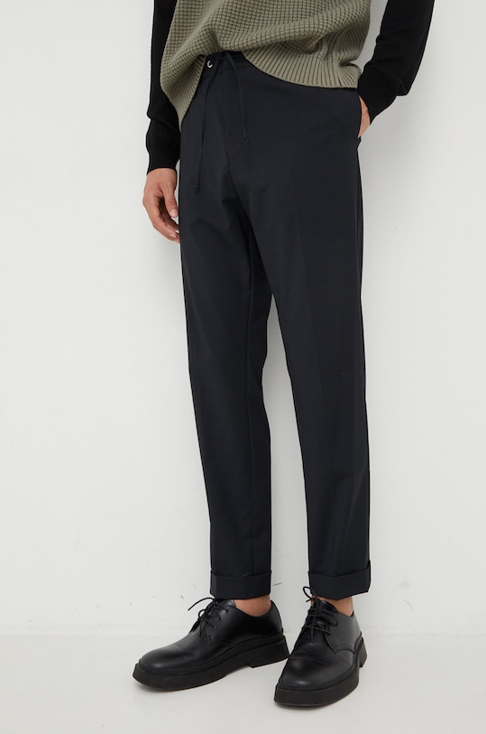 Tiger Of Sweden pantaloni din lana T67135046 negru AW22