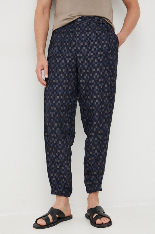 Emporio Armani spodnie z domieszką wełny H31P38.C1060 granatowy AW22