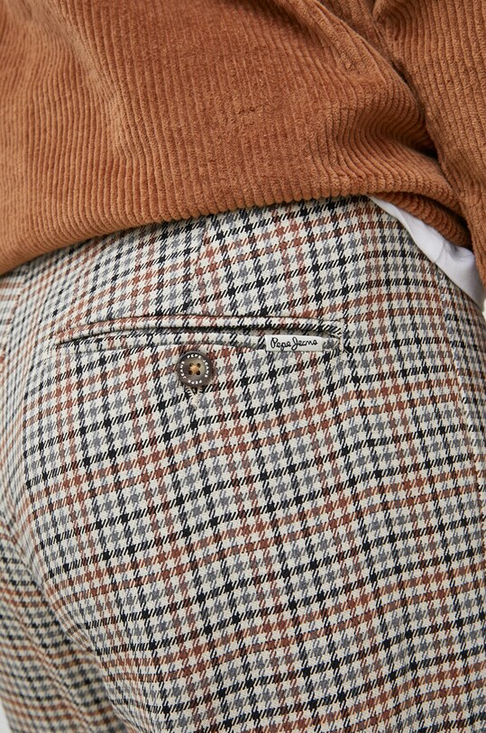 Pepe Jeans spodnie z domieszką wełny Castle Check brązowy PM2115162.856
