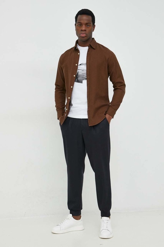 Шерстяные брюки BOSS 50479393 тёмно-синий AW22