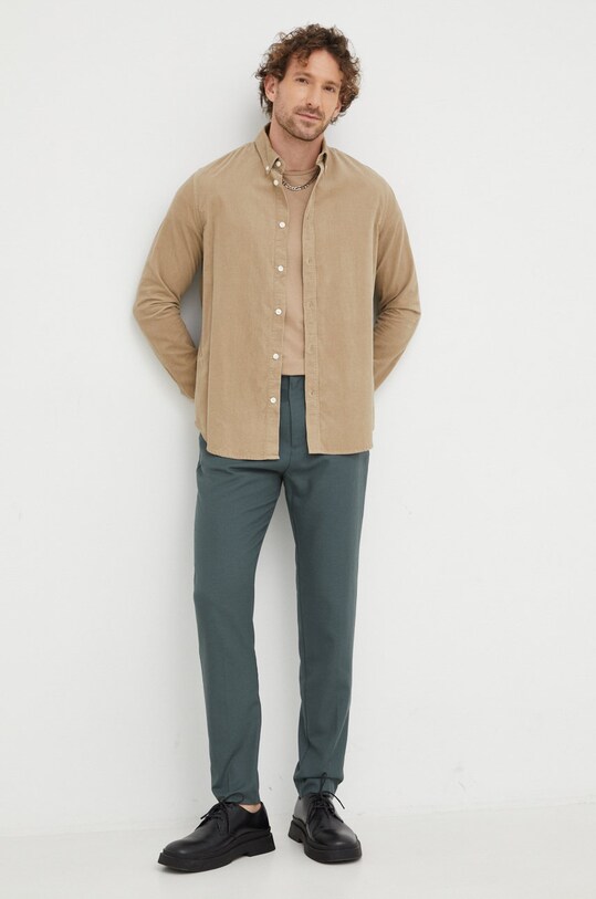 Samsoe Samsoe pantaloni din lana M00004131 verde AW22