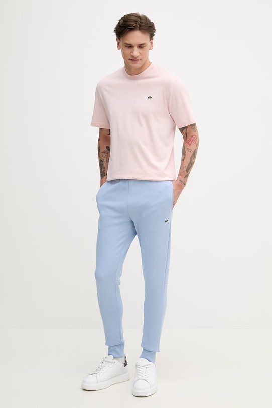 Lacoste spodnie dresowe z bawełną męskie XH9624 niebieski SS26