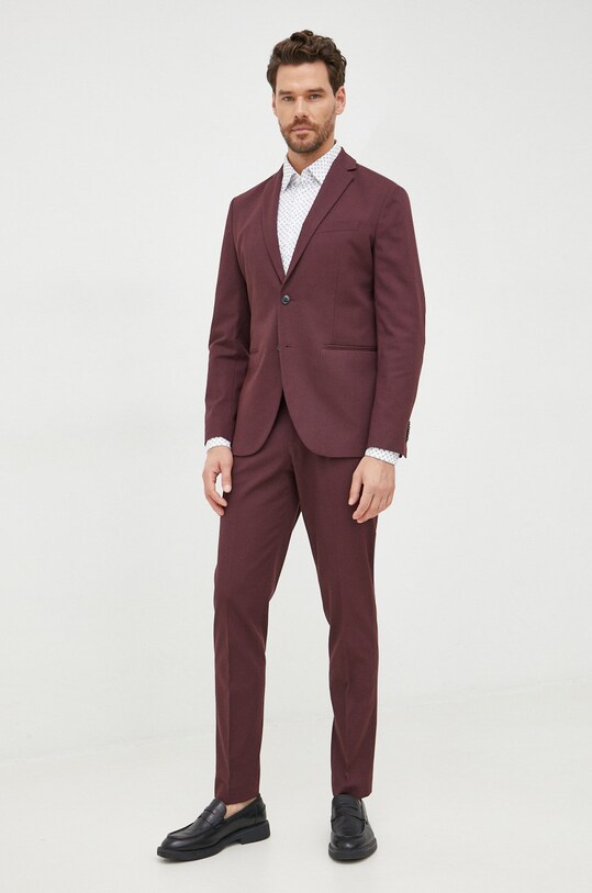 Sisley spodnie 49Z7SF015.902 bordowy AW22