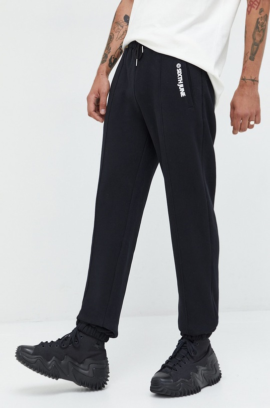 Sixth June pantaloni de trening tricotaj negru 22589