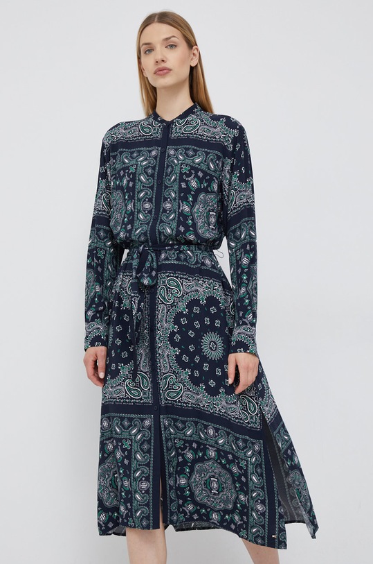 Šaty Tommy Hilfiger midi námořnická modř WW0WW35131.9BYY