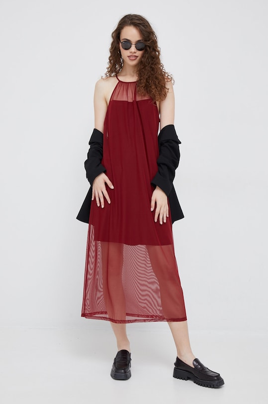 Dkny sukienka P2ED7NGD bordowy AW22