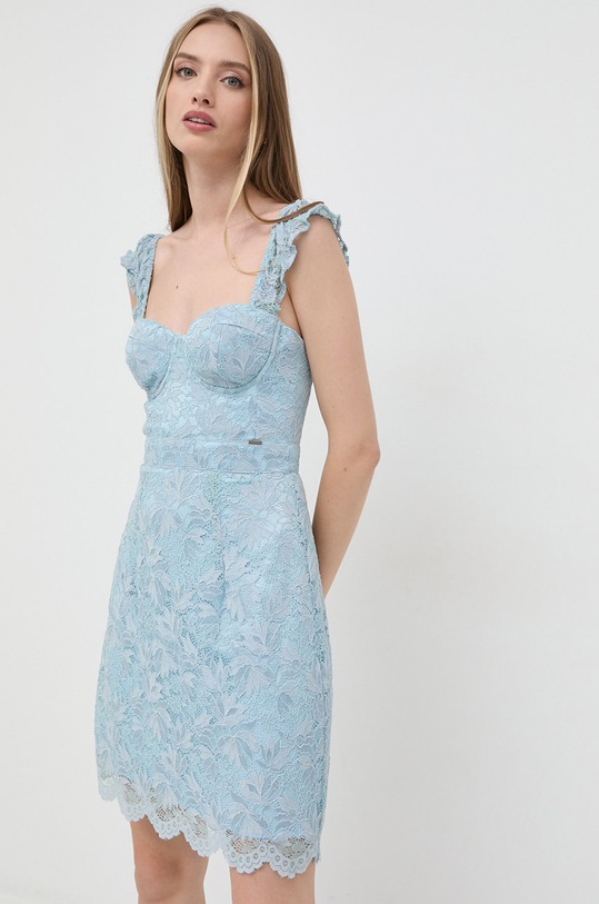 Guess sukienka z elastanem niebieski W2YK70.KAQN0