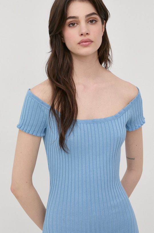 Guess rochie din amestec de matase albastru W2YK54.Z30L1