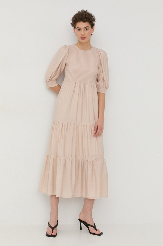 Bavlněné šaty Gestuz 10906249 béžová AW22