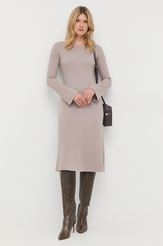 Patrizia Pepe sukienka wełniana casual beżowy 8A1000.K031