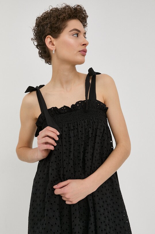 Bruuns Bazaar rochie din bumbac negru BBW2855