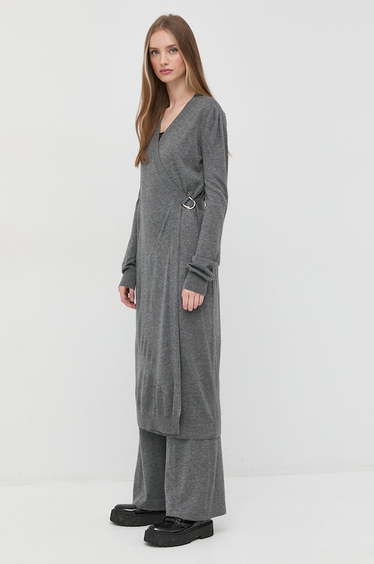 Šaty z vlněné směsi Twinset 222LI3355 šedá AW22