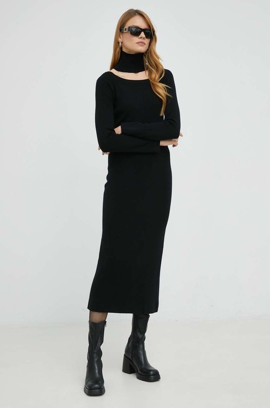 Haljina s primjesom vune Twinset 222AP3381 crna AW22