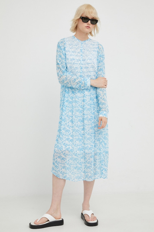 Samsoe Samsoe sukienka F22200129 niebieski AW22