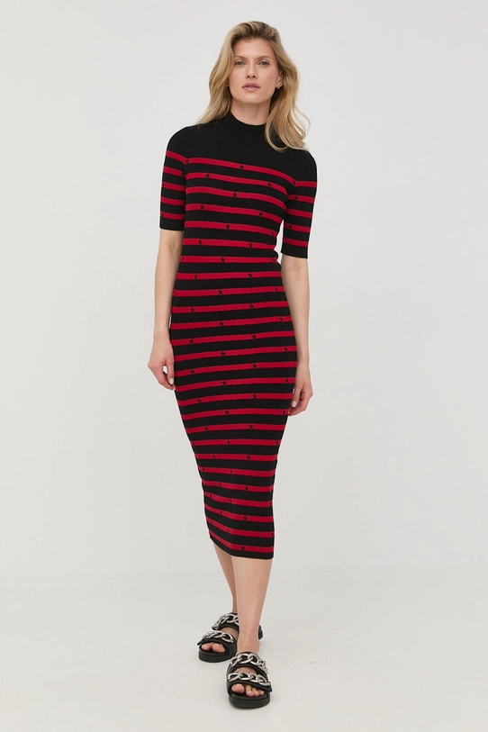 Red Valentino rochie midi negru 1R3KD05H6JY