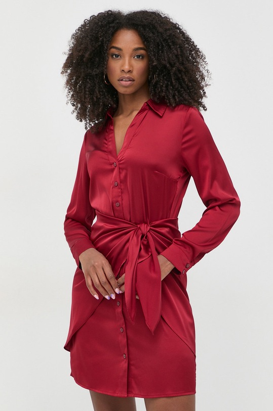 Guess sukienka AYLA z elastanem bordowy W2BK83.WF1T2