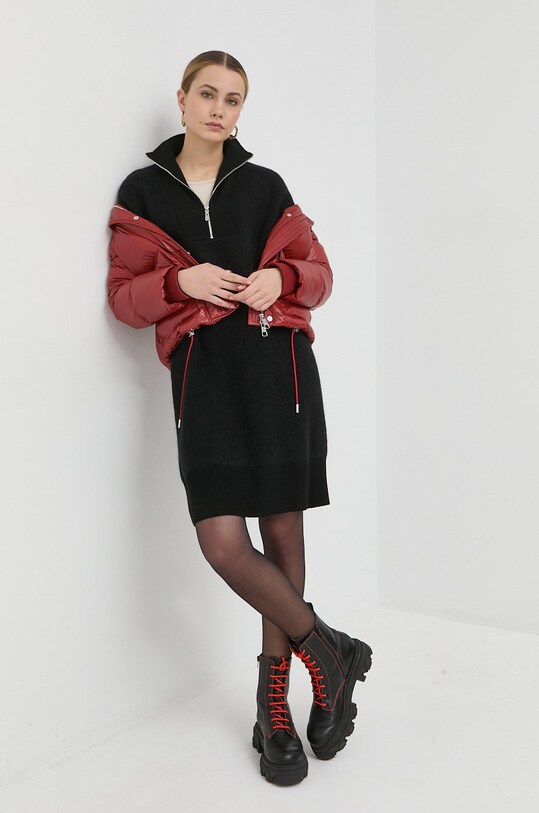 BOSS sukienka wełniana 50479290 czarny AW22
