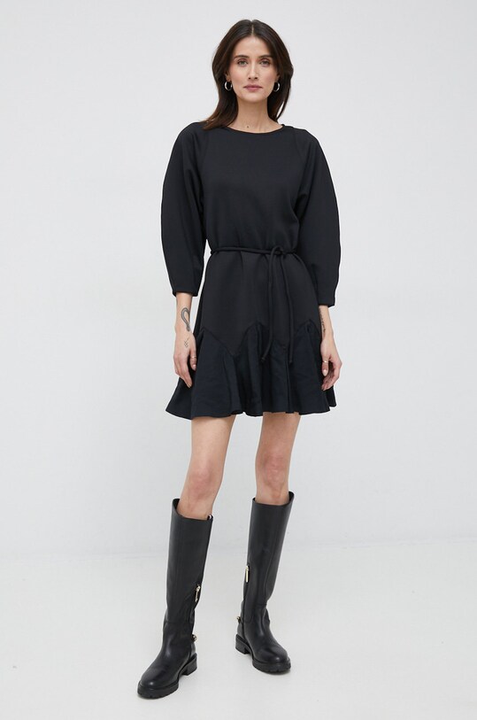 Sisley sukienka 41HGLV025.100 czarny AW22