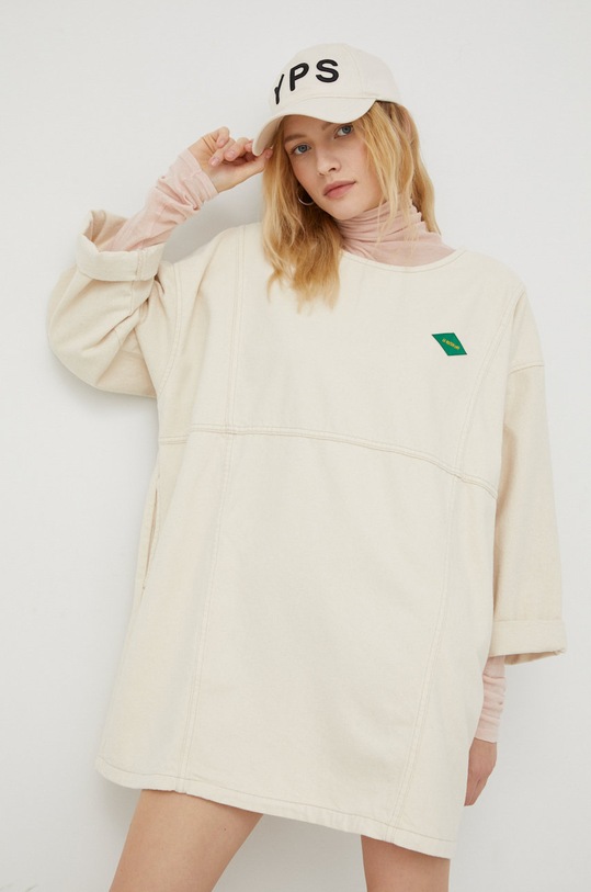 American Vintage rochie din bumbac mini bej SPY14A