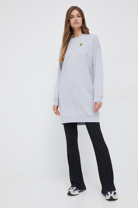 Lyle & Scott sukienka bawełniana DRW1603V.D24 szary AW22