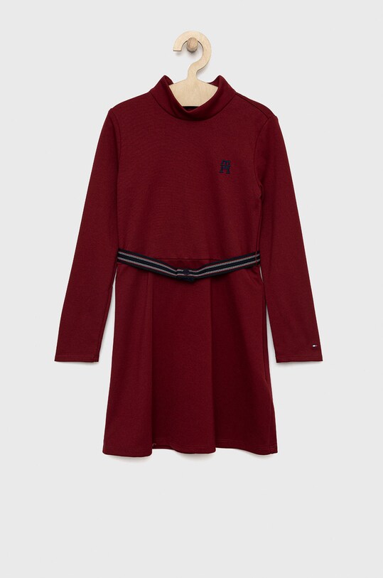 Tommy Hilfiger sukienka dziecięca rozkloszowany bordowy KG0KG06884.9BYY