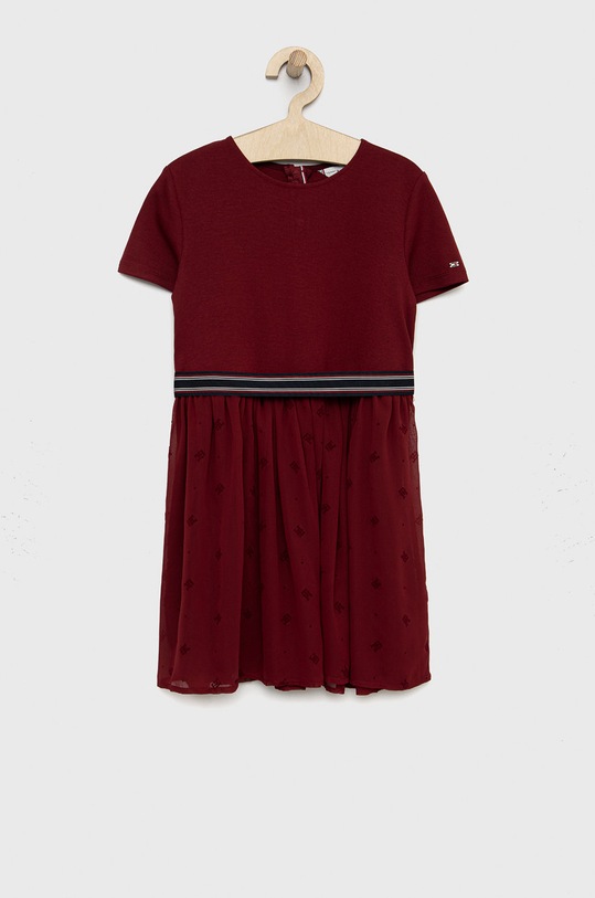 Dievčenské šaty Tommy Hilfiger jednofarebný burgundské KG0KG06887.9BYY