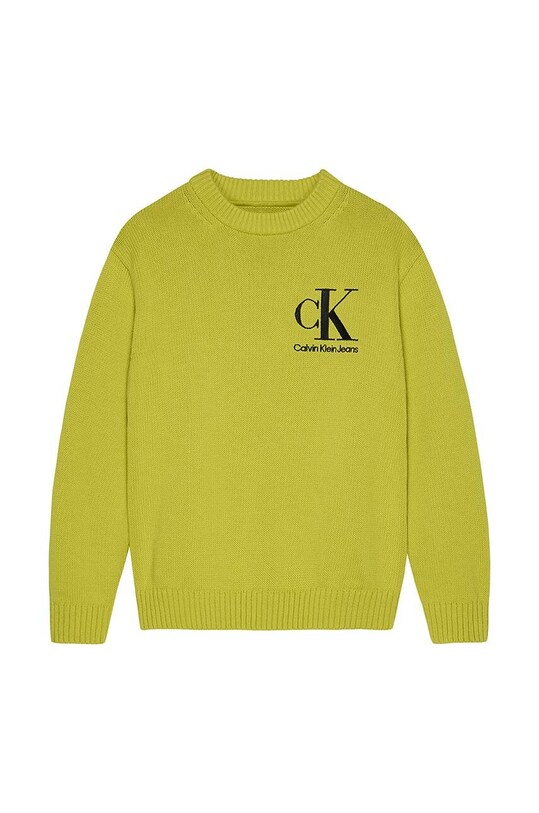 Детски памучен суичър Calvin Klein Jeans памук зелен IB0IB01367.9BYY