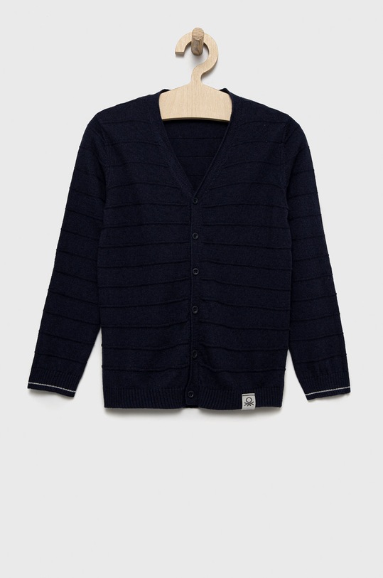 United Colors of Benetton kardigan z domieszką wełny z domieszką wełny granatowy 103EG6005.P