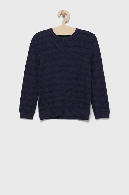 United Colors of Benetton pulover pentru copii din amestec de lana uni bleumarin 123EH100B.P