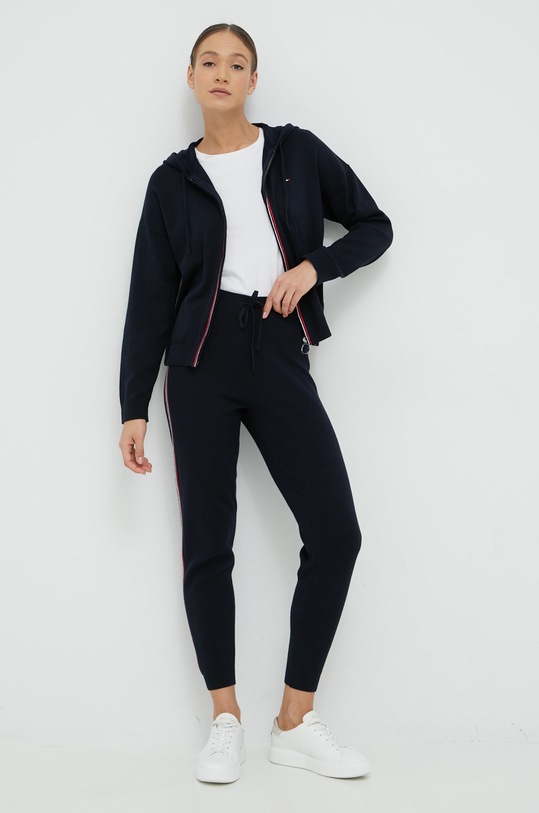 Bavlněný kardigan Tommy Hilfiger WW0WW34884.9BYY námořnická modř AW22