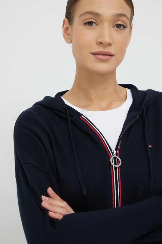 Bavlněný kardigan Tommy Hilfiger námořnická modř WW0WW34884.9BYY