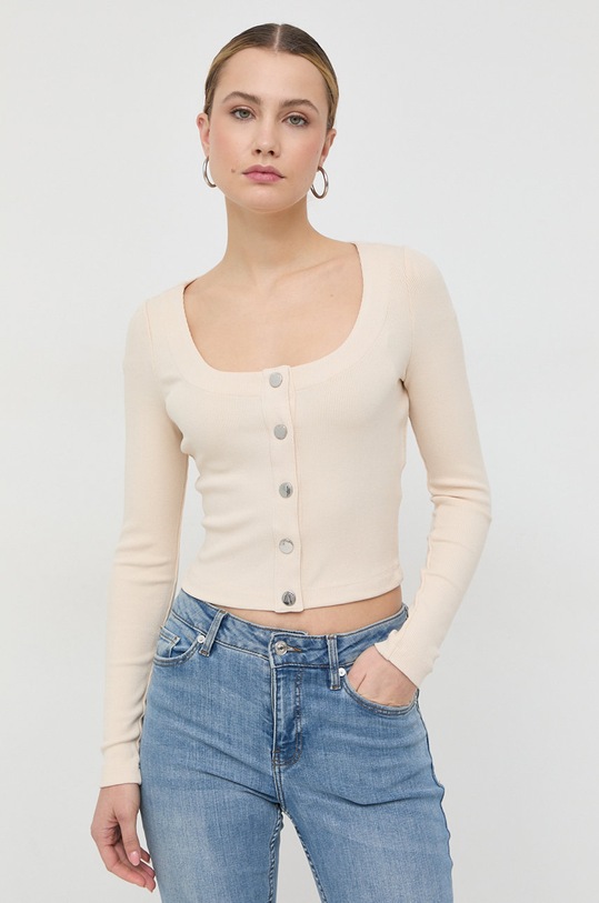 Μπλουζάκι Guess slim μπεζ W2YP10.K8RT2