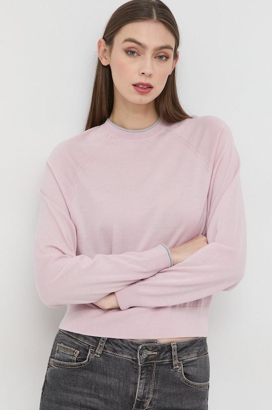 Emporio Armani sweter wełniany okrągły fioletowy 6L2MTI.2M03Z